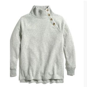 J Crew Wide button-collar tunic sweatshirt in cloudspun fleece
